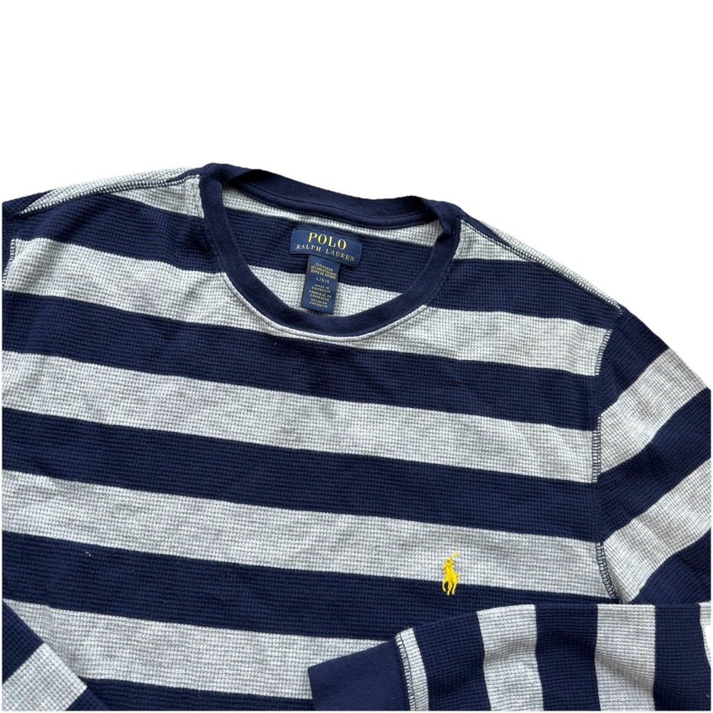 POLO Ralph Lauren Sleepwear Shirt Navy Gray Waffleknit Sz Large